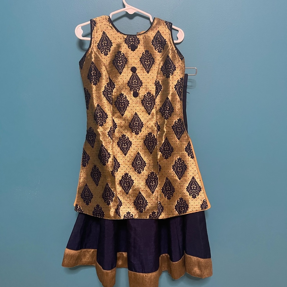 Blue and Gold Indian lengha set - NWT